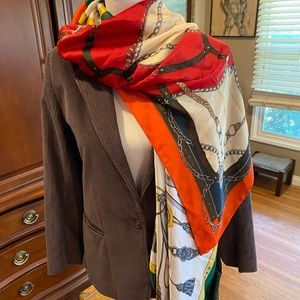 Equestrian Silk Scarf Extra Large 72” x 36”